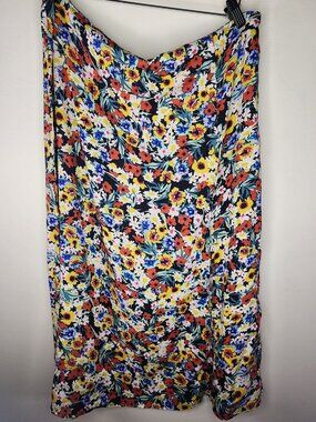 Lindex Floral Midi Skirt | Bold Multicolor Print | EcoVero Viscose | XL